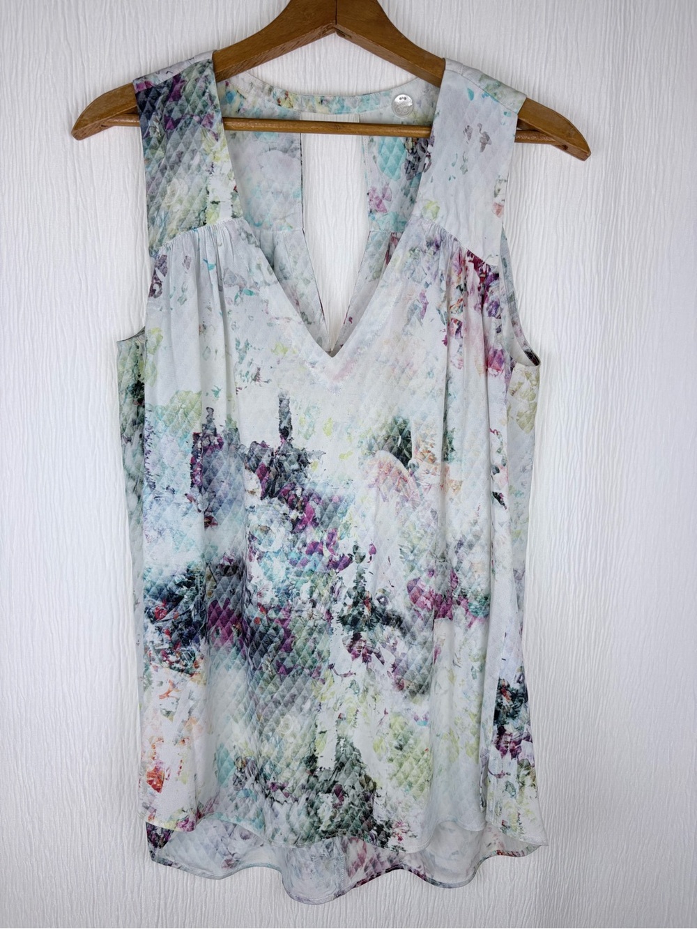 Margaret O'Leary Tunic Top, Abstract Watercolor Print, Size Small